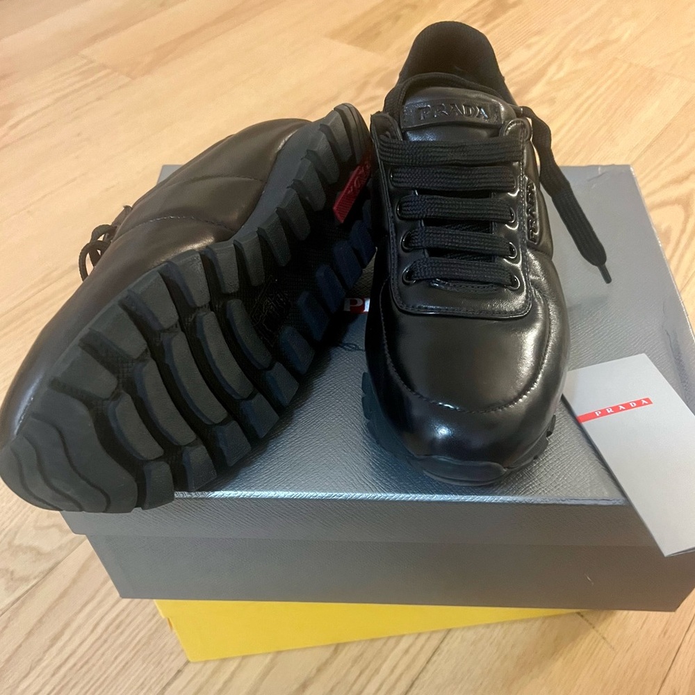Authentic Black Prada Sneakers. Used once. - Picture 4 of 5